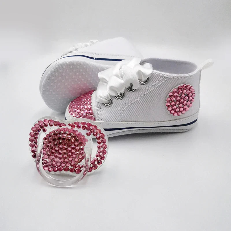 Diamond Baby Shoes Pacifier Set