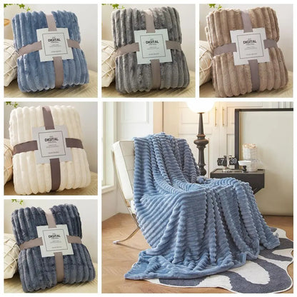 Double-sided ultra-soft coral fleece blanket