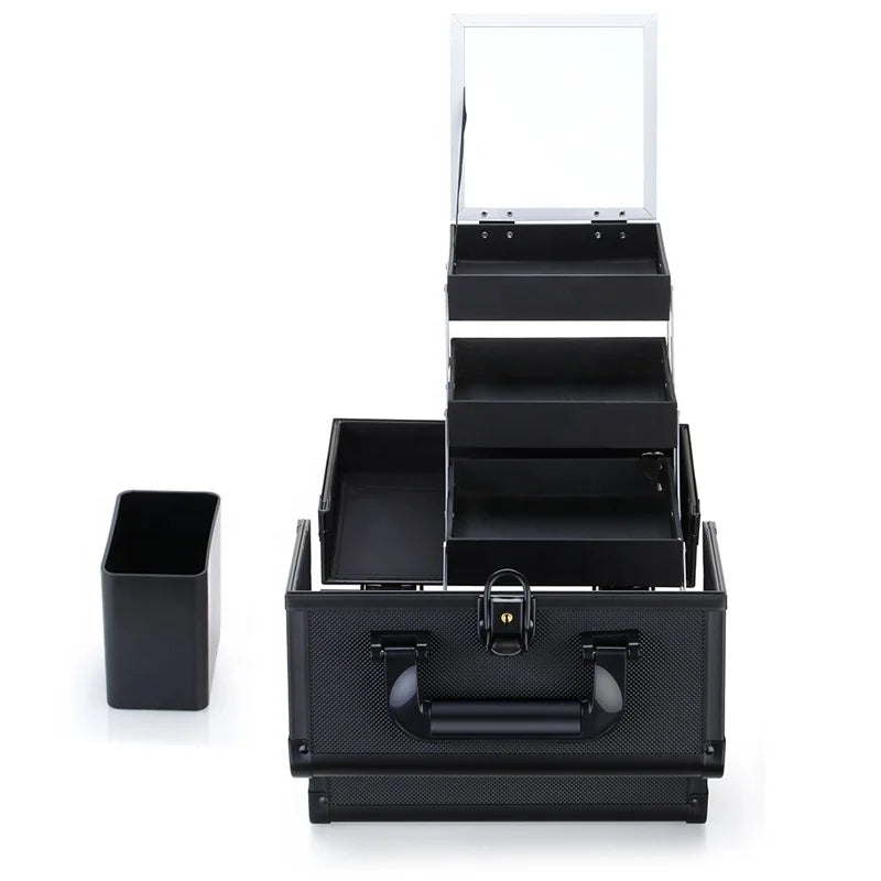 Black makeup train case, view 3