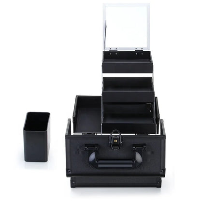 Black makeup train case, view 3