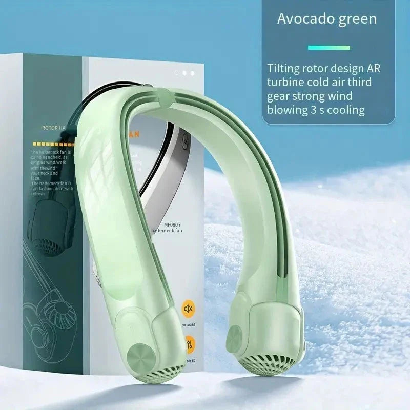 Wearable neck fan in Green