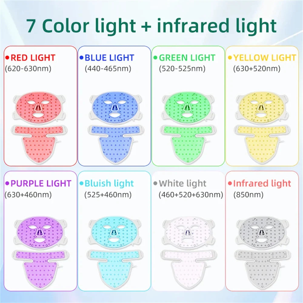 8-color LED face and neck mask for at-home skincare