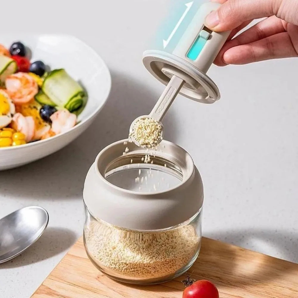 Glass Seasoning Bottle With Telescopic Spoon