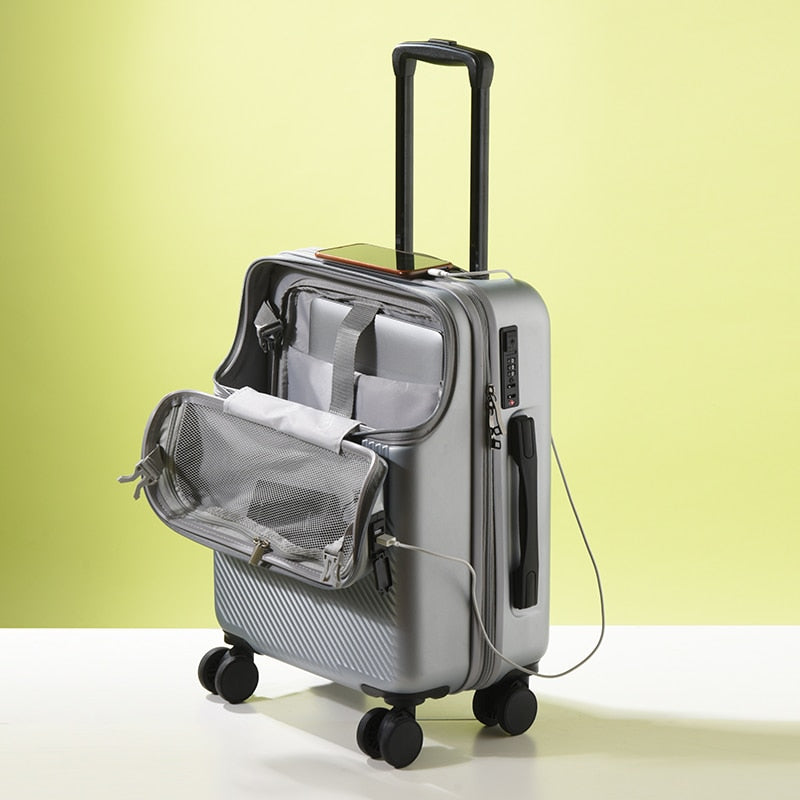 ABS spinner suitcase in Silvery