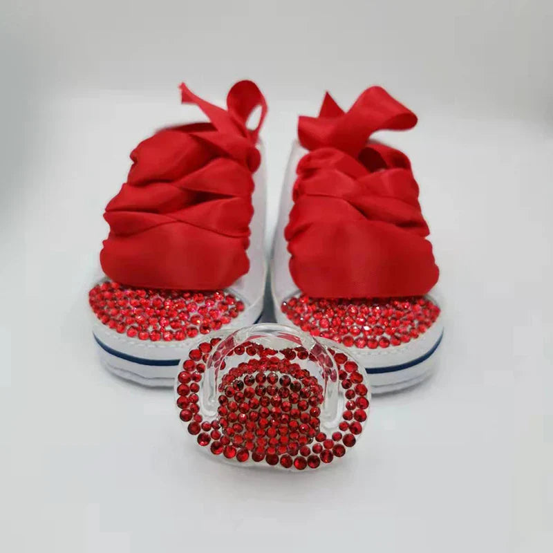Diamond Baby Shoes Pacifier Set
