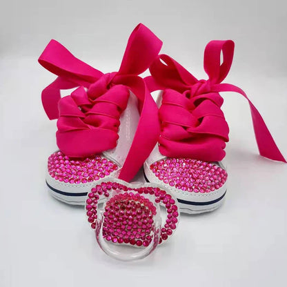Diamond Baby Shoes Pacifier Set