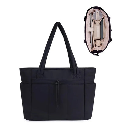 Tote with Cup Holder Laptop Compartment