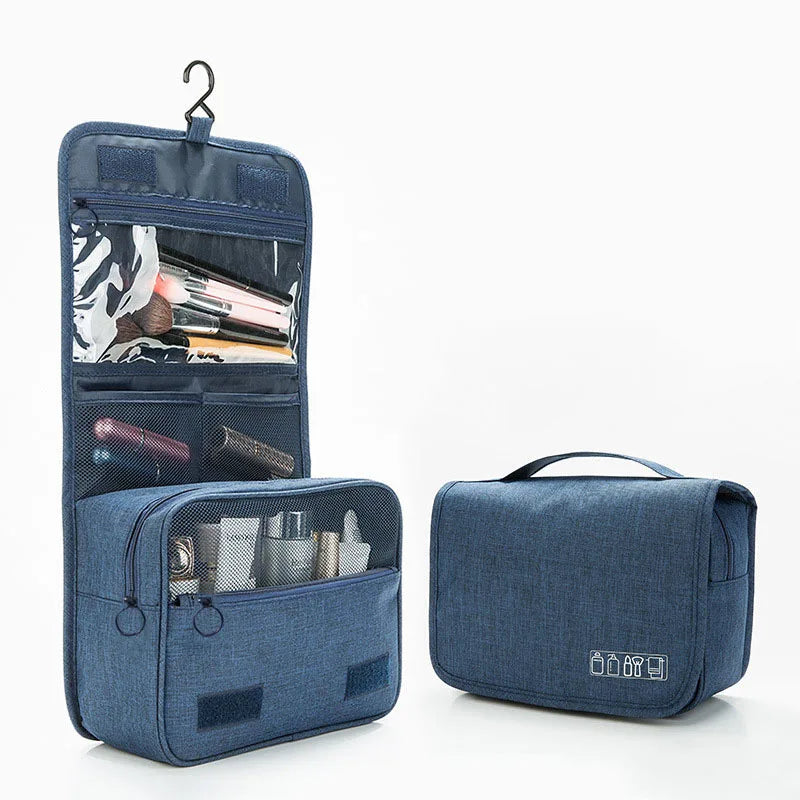 Unisex hanging toiletry bag in red, blue, black or purple
