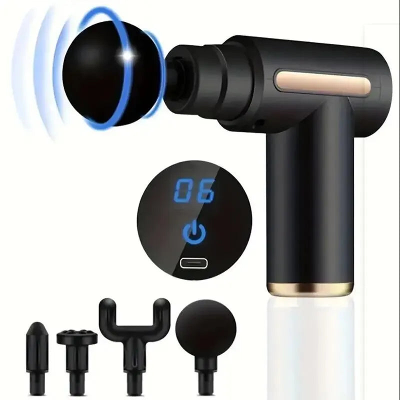 Mini Massage Gun with 4 Heads, USB-C Rechargeable