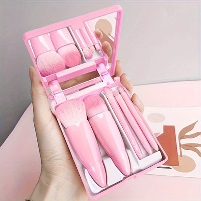5Pcs Portable Makeup Brush Set With Mirror