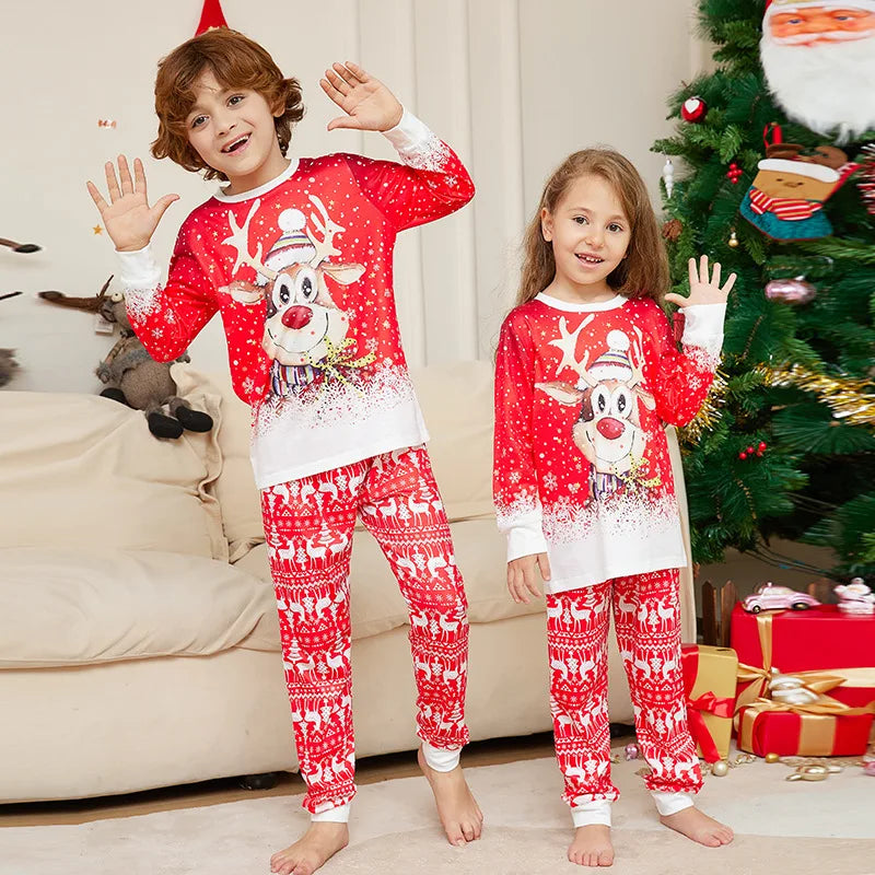 Reindeer Printed Xmas Family pajama Sets