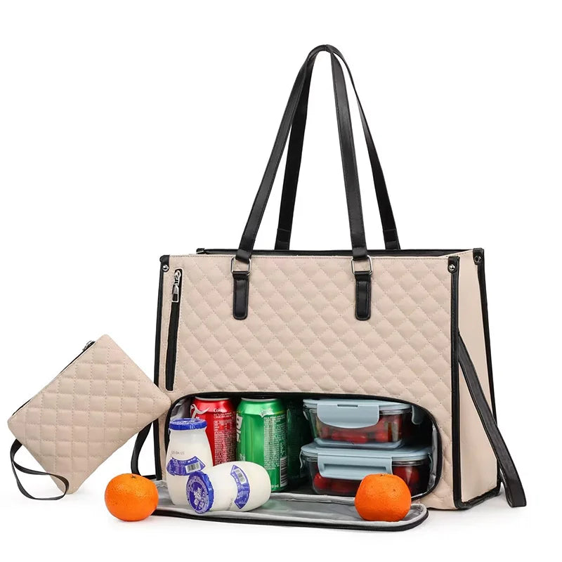 2-in-1 laptop tote in Cream