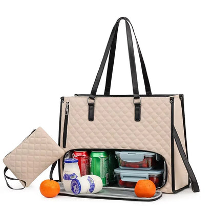 2-in-1 laptop tote in Cream