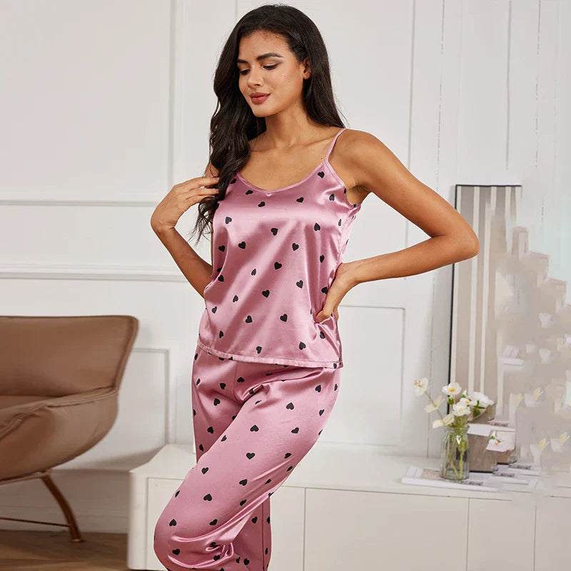 Women's Sexy Silk Pajamas Set