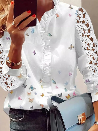 Butterfly print blouse, view 4