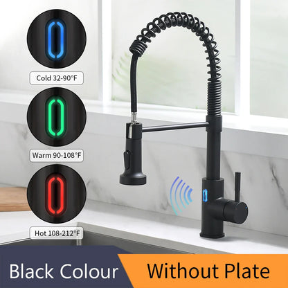 Touchless LED Light Kitchen Sink Faucet