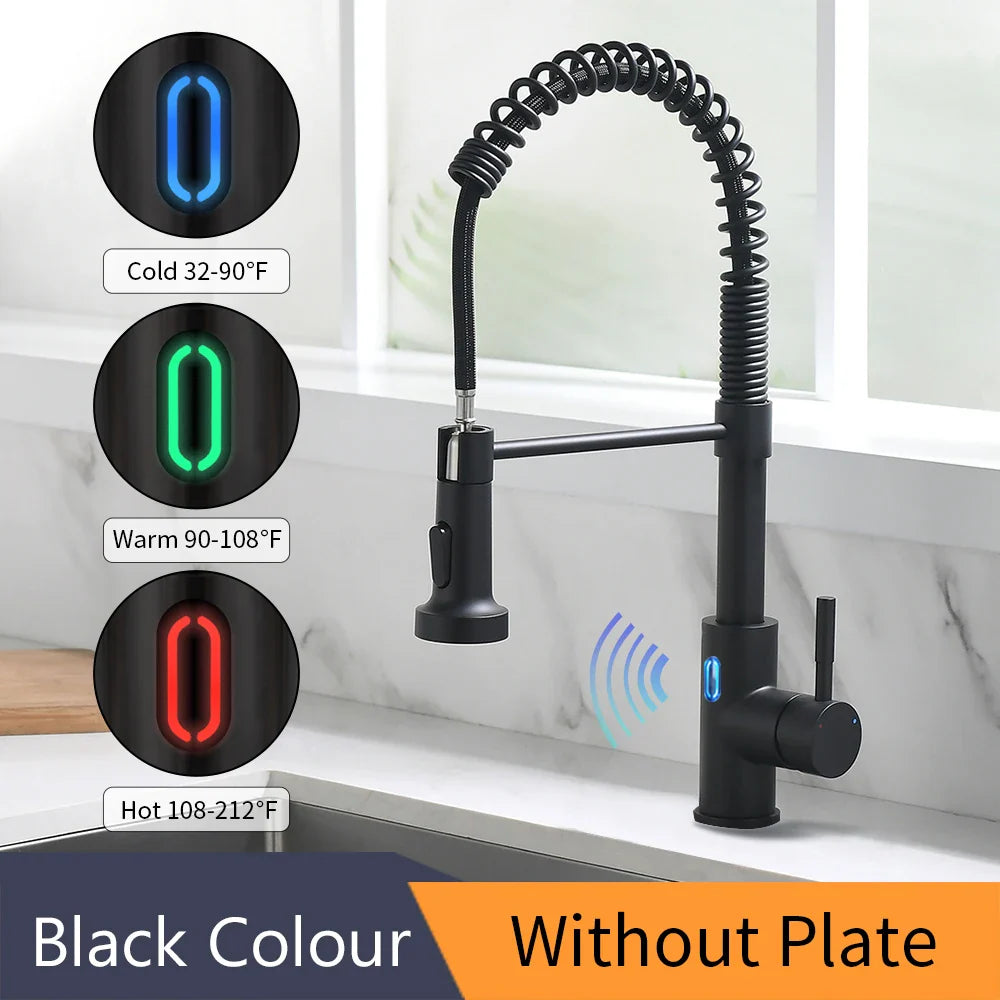 Touchless LED Light Kitchen Sink Faucet