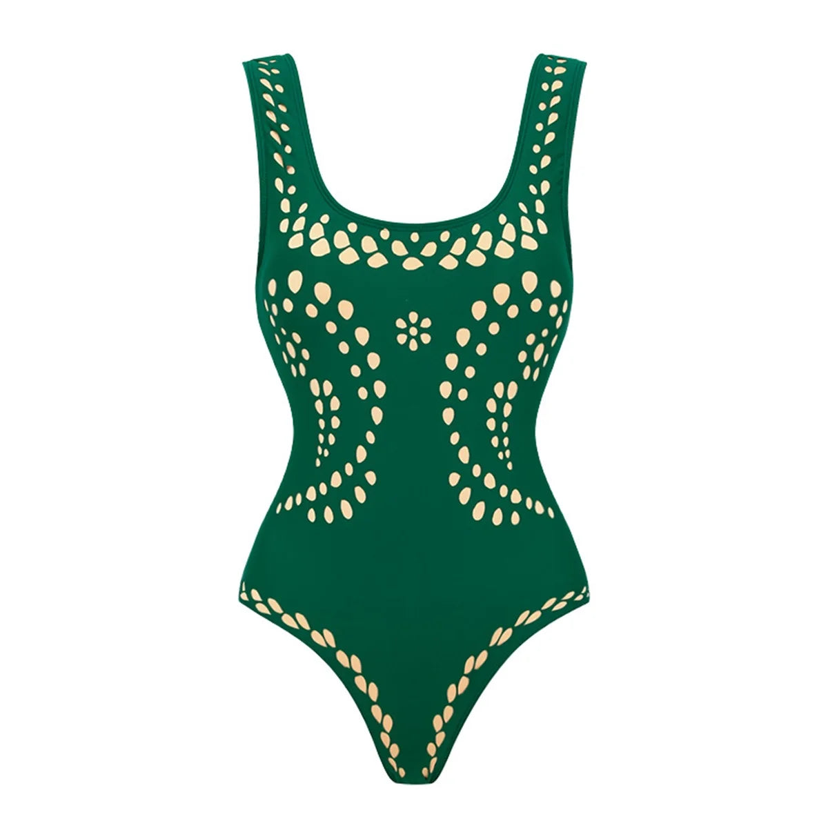 Laser-cut swimsuit and skirt, view 2