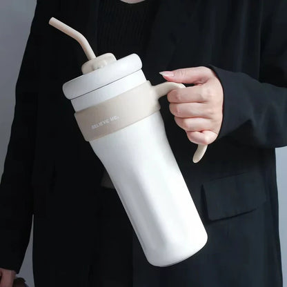 Large Capacity Straw Tumblers with Handle