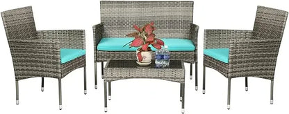 4 Pieces Outdoor Rattan Chair Wicker