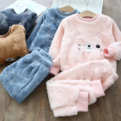2Pcs Cozy Kids Winter Pajamas