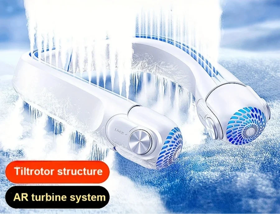 Rechargeable wearable neck fan for outdoor activities