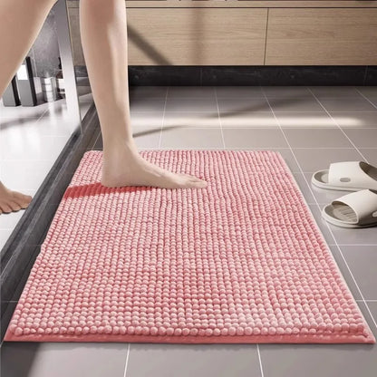Chenille Bath Mat Water Absorbent Non Slip Rug