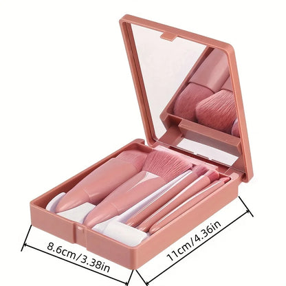 5Pcs Portable Makeup Brush Set With Mirror