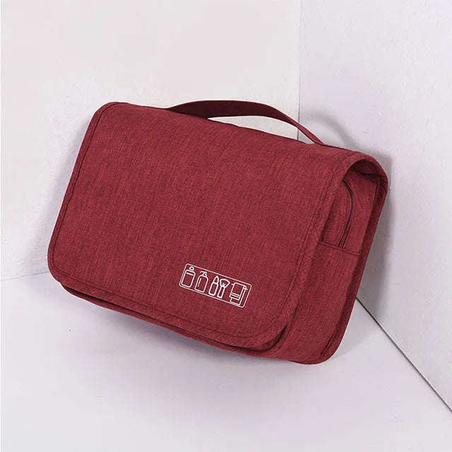 Hanging toiletry bag in Red