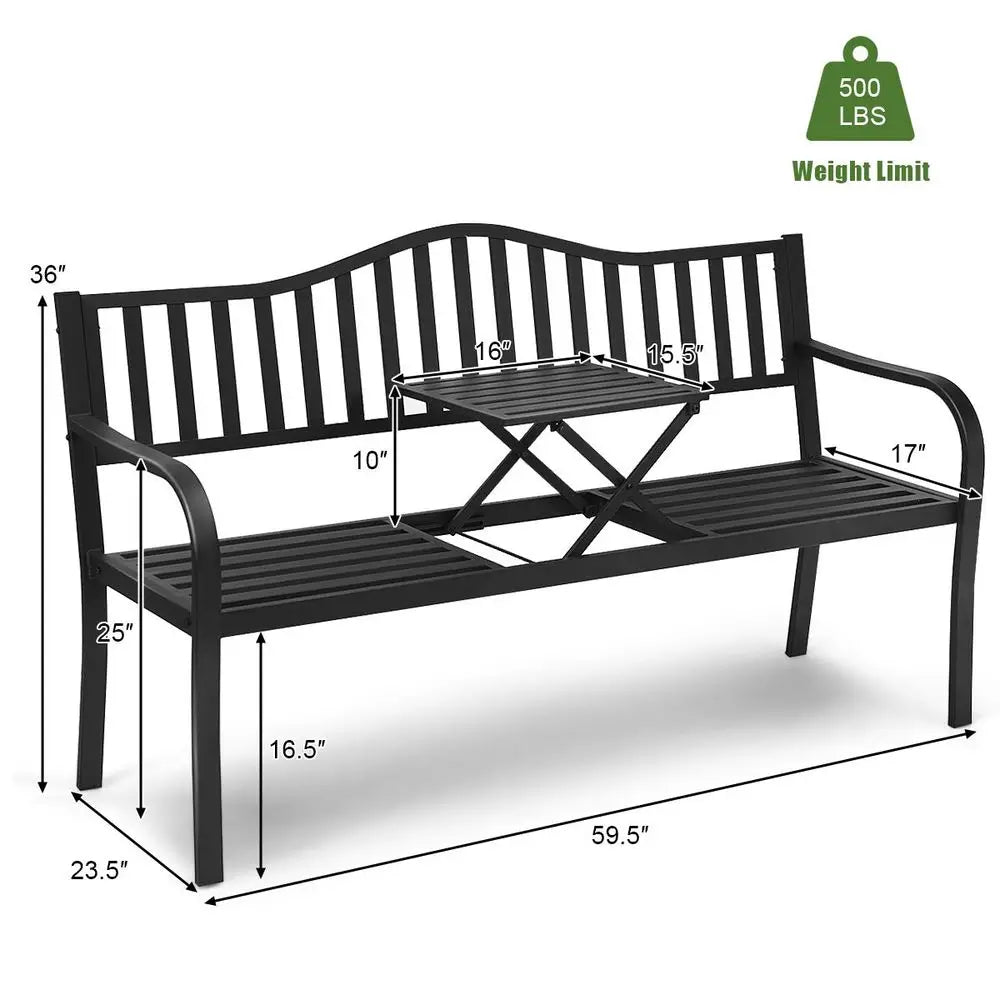 Outdoor Bench with Pullout Middle Table.