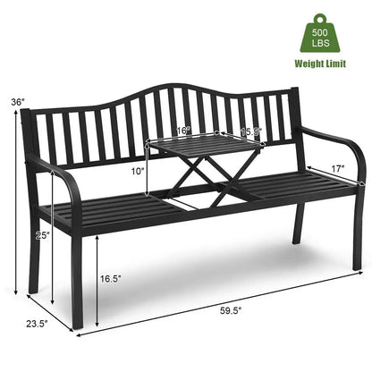 Outdoor Bench with Pullout Middle Table.