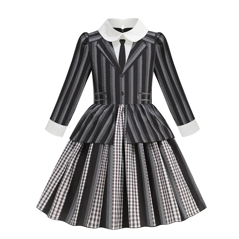 Addams Black Striped Dress Halloween Costume