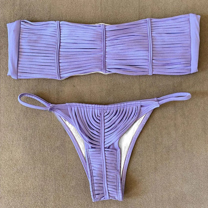 Ruched Triangle Brazilian Bikini in 13 Colors