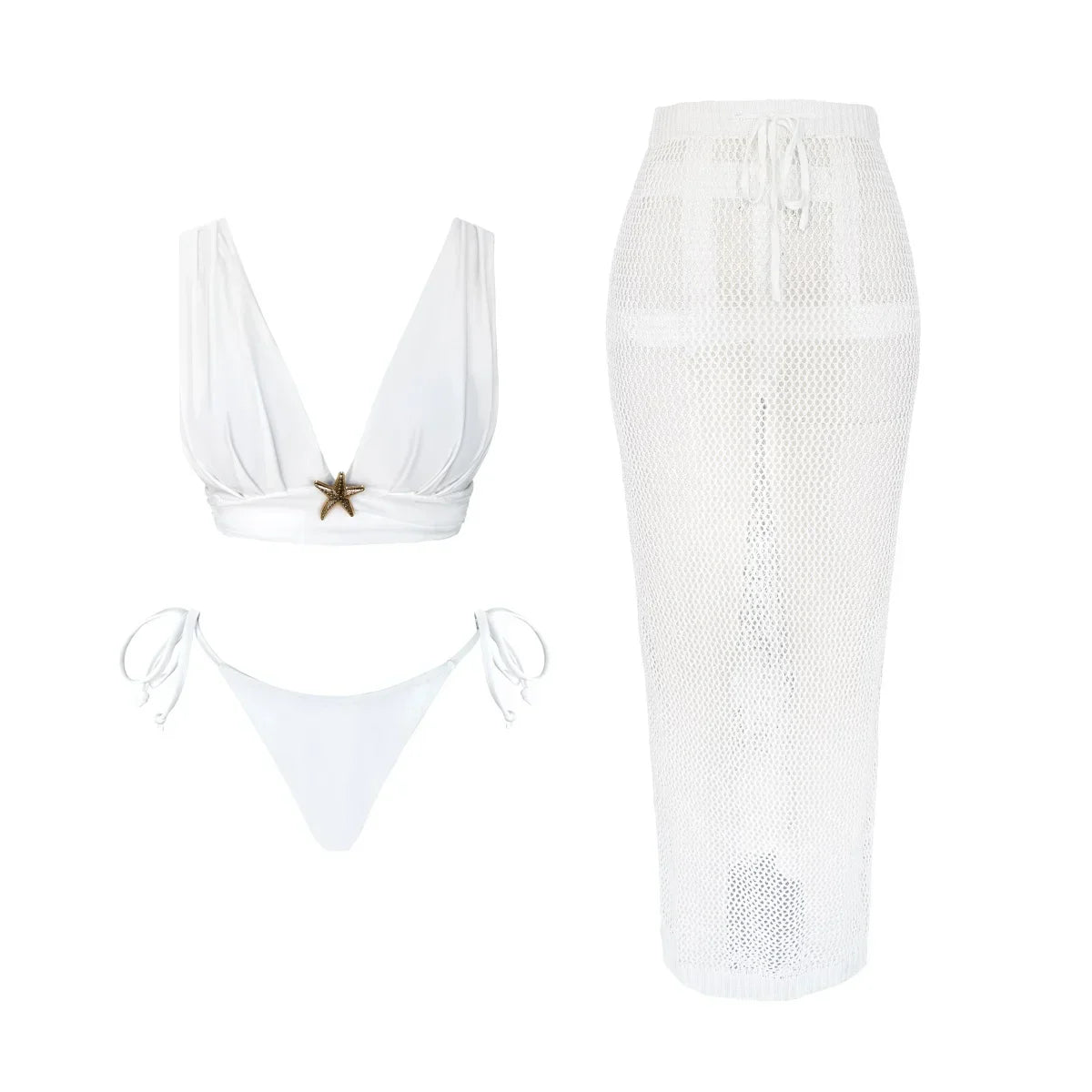 3Pcs Star Button Swimsuit