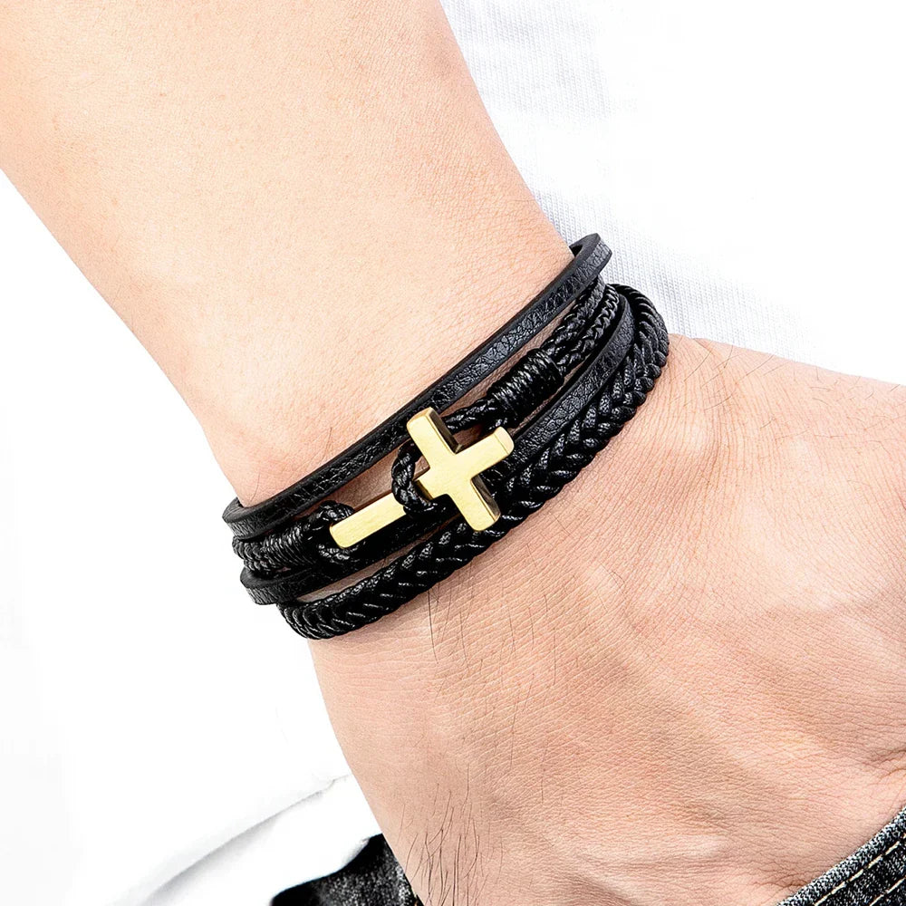 Cross Men's Leather Bracelets