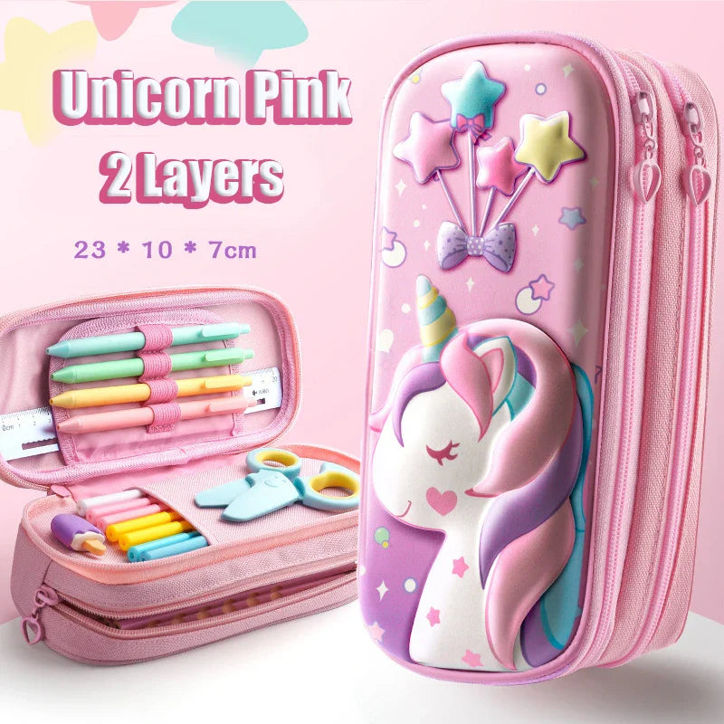3D Large Capacity Unicorn Pencil Case