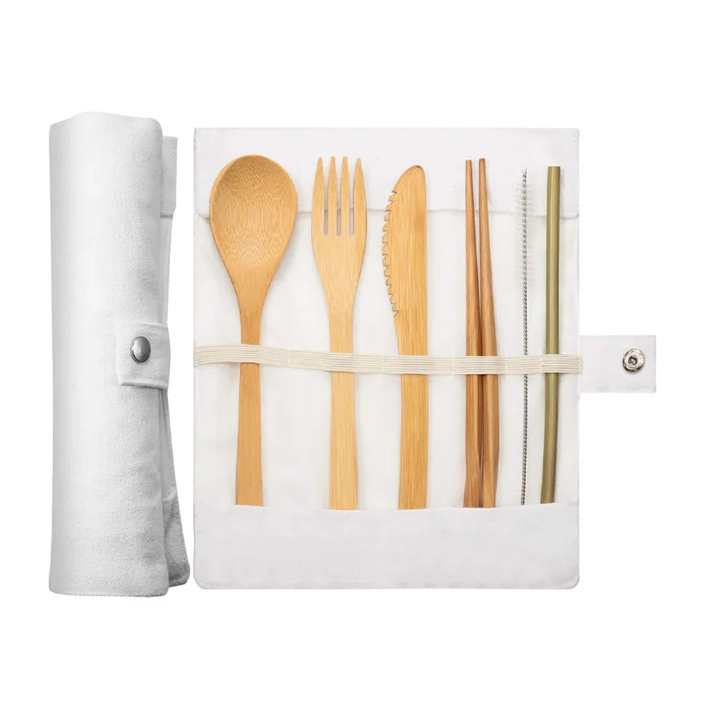 Bamboo Travel Cutlery Set with Carrying Case