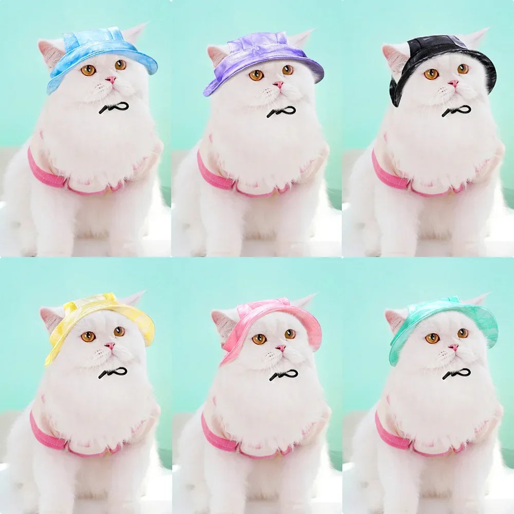 Small Dog Cat Hats Cat Cowboy Hat with Ear Holes