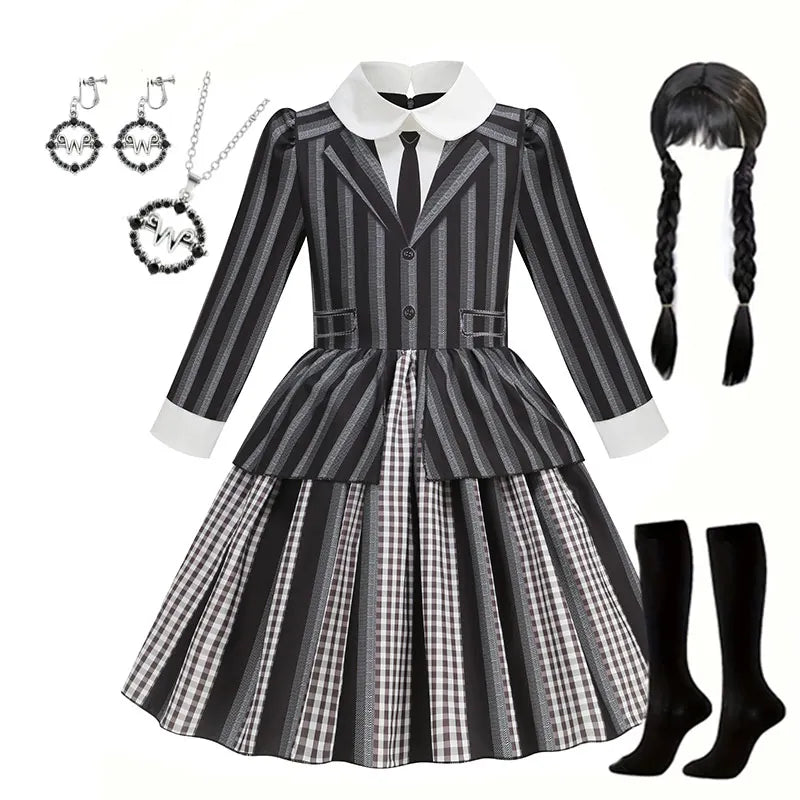 Addams Black Striped Dress Halloween Costume