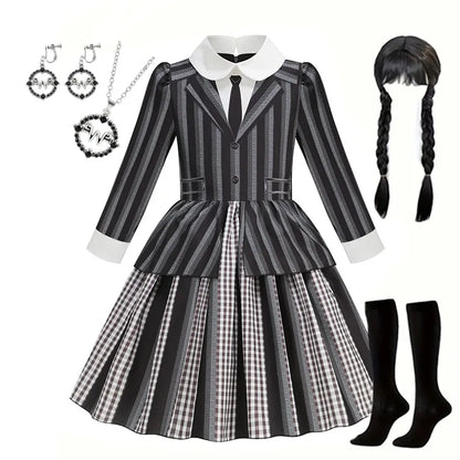 Addams Black Striped Dress Halloween Costume