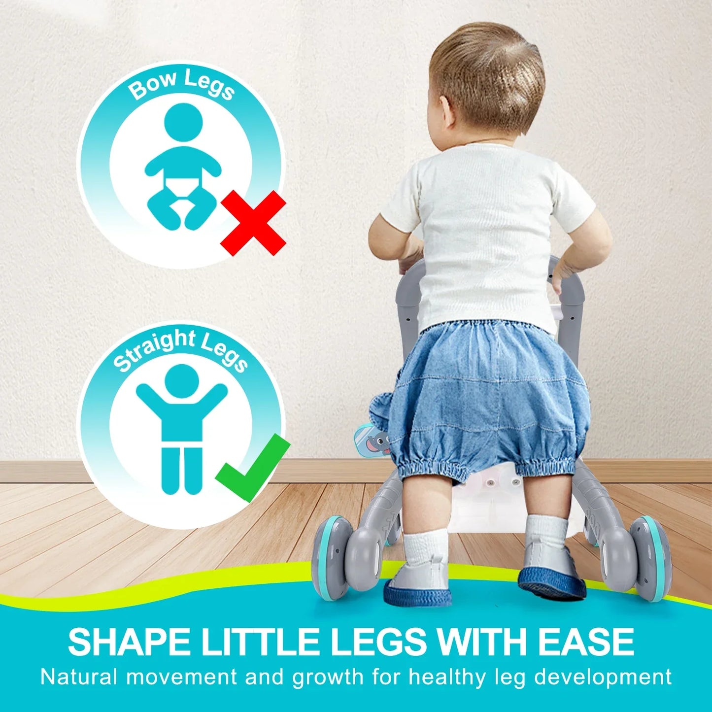 Cartoon Baby Push Walker Toy with Drawing Board Music