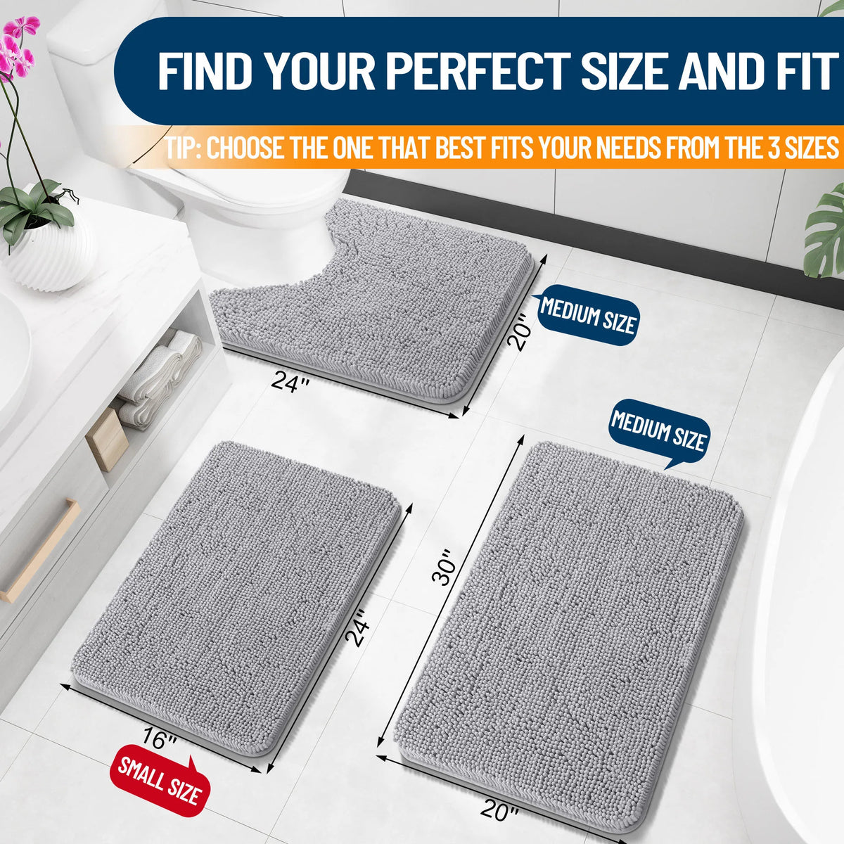 Chenille shaggy bath rug, view 2