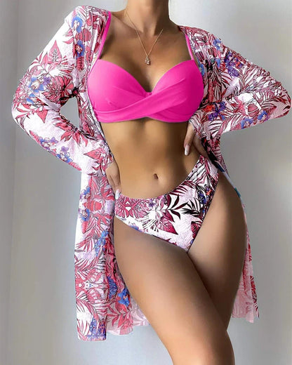 Floral Print Bikini Set Low Waist