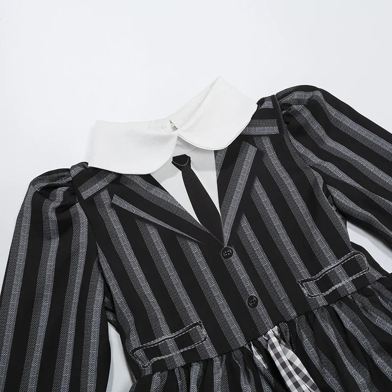 Addams Black Striped Dress Halloween Costume