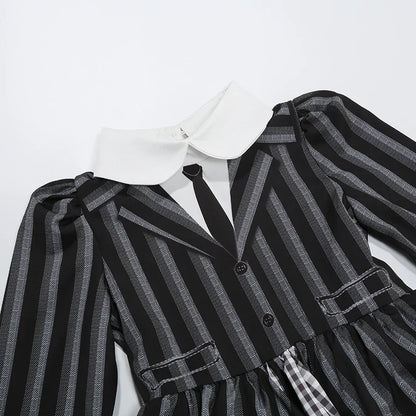 Addams Black Striped Dress Halloween Costume