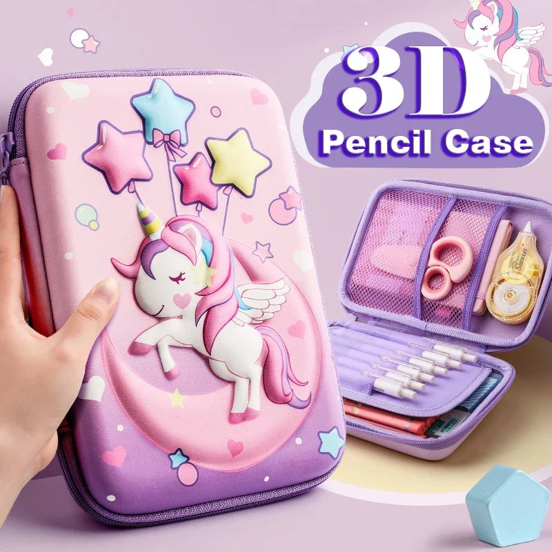 3D Large Capacity Unicorn Pencil Case