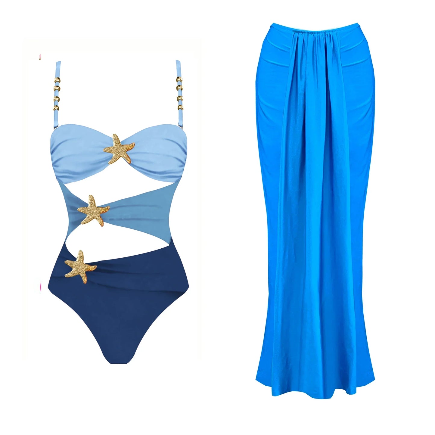Cut Out One Piece Swimsuit with Skirt