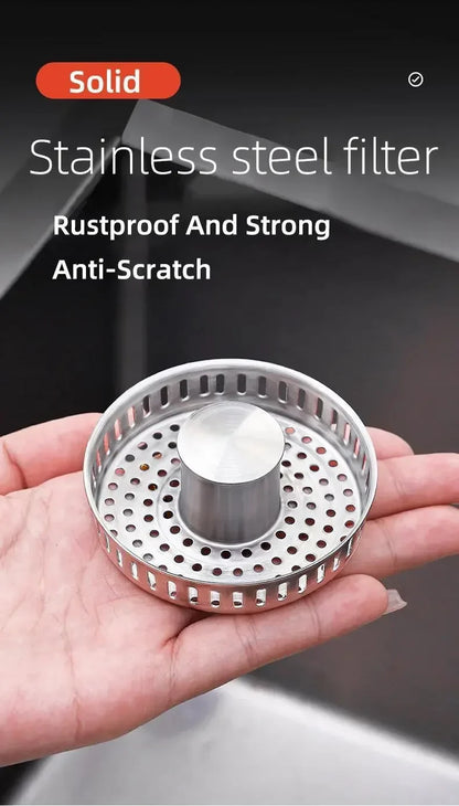 3-in-1 Stainless Steel Kitchen Sink Strainer