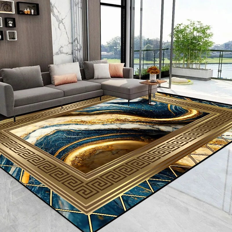 Luxury Golden Abstract marble Rugs