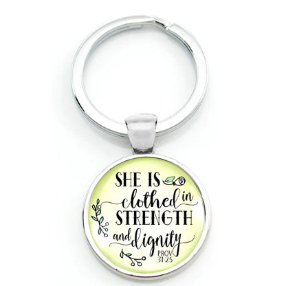 Keychain With Printed Bible Quote